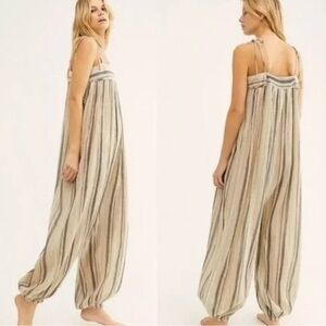 Free People Breezin Through Striped Harem Jumpsuit